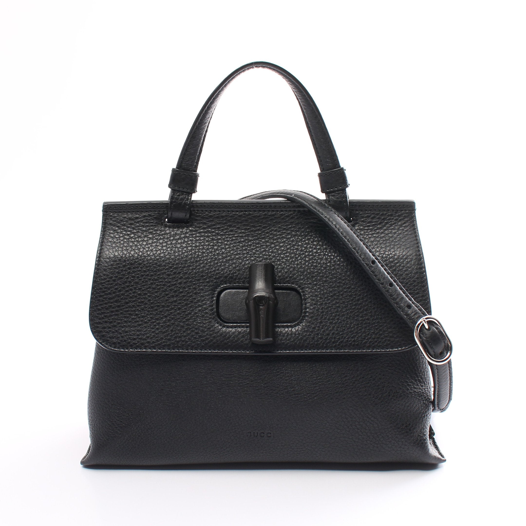 Gucci Daily Bamboo Handbag Leather Black