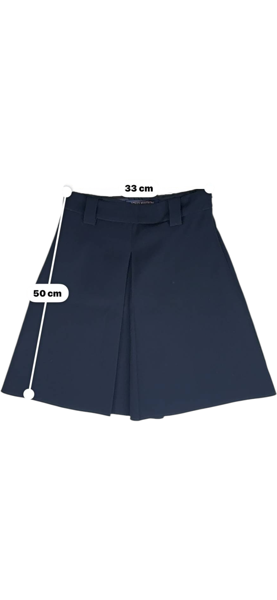 Louis Vuitton Navy Pleated Skirt — 36