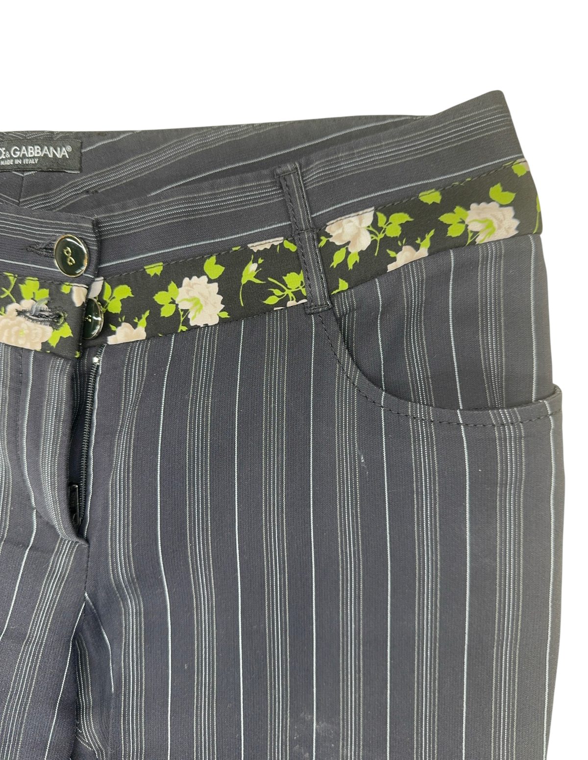Dolce & Gabbana Charcoal Grey Pinstripe Trousers — M