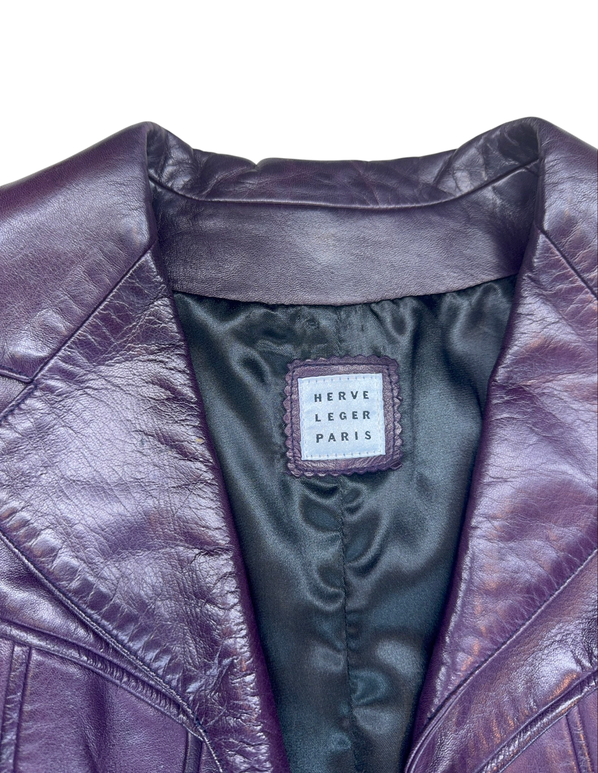 Hervé Léger Aubergine Lambskin Blazer — S