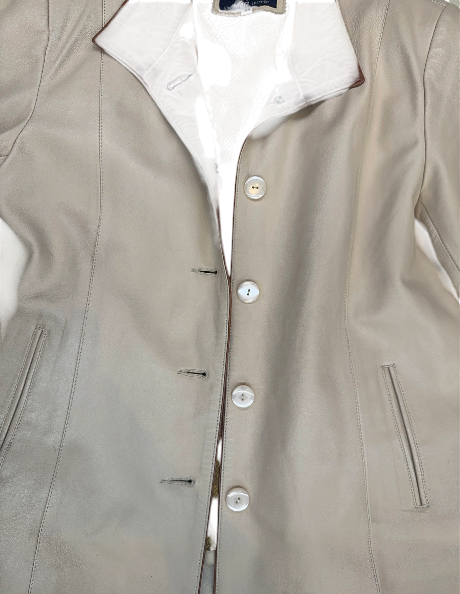 Imper Piel Off-White Leather Jacket — Size 44