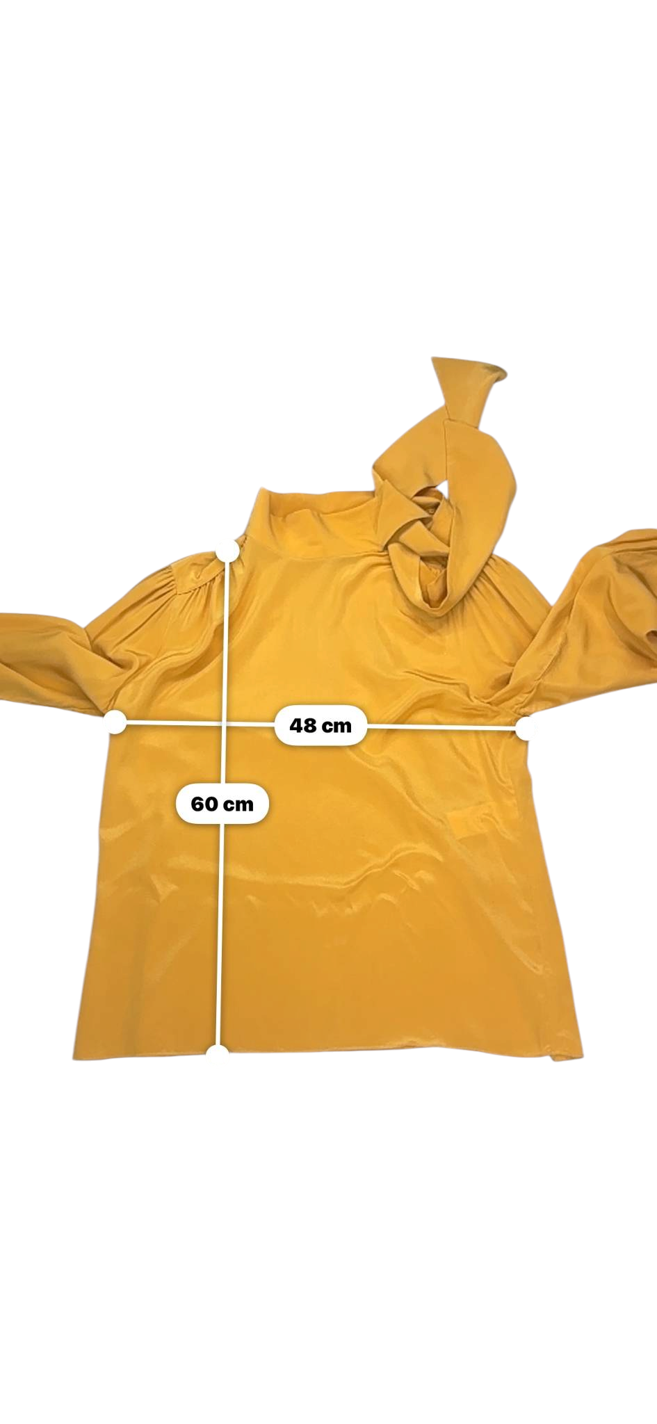 Mustard Yellow Tie-Neck Blouse — M