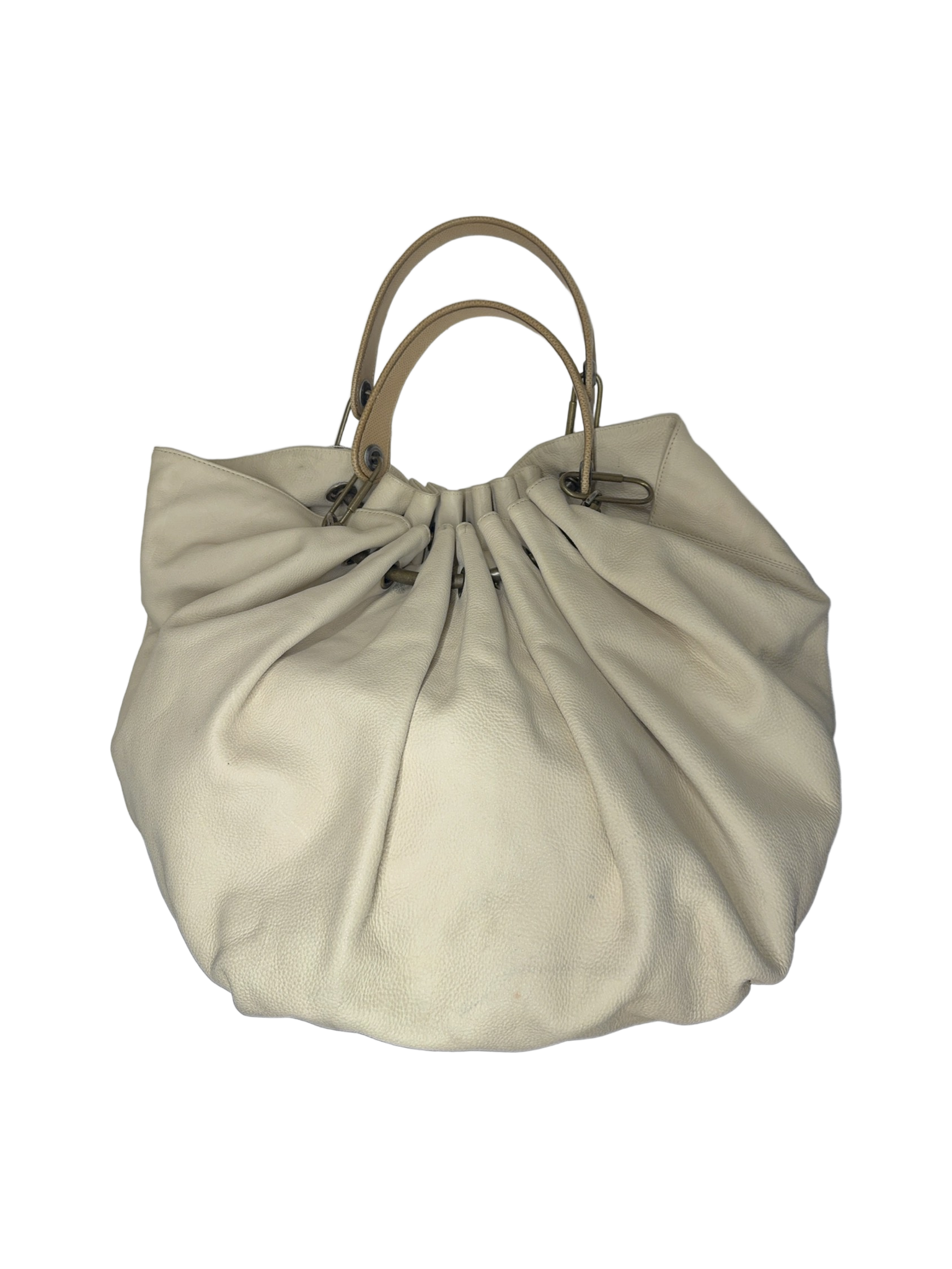 Lanvin Off-White Pebbled Leather Hobo Bag