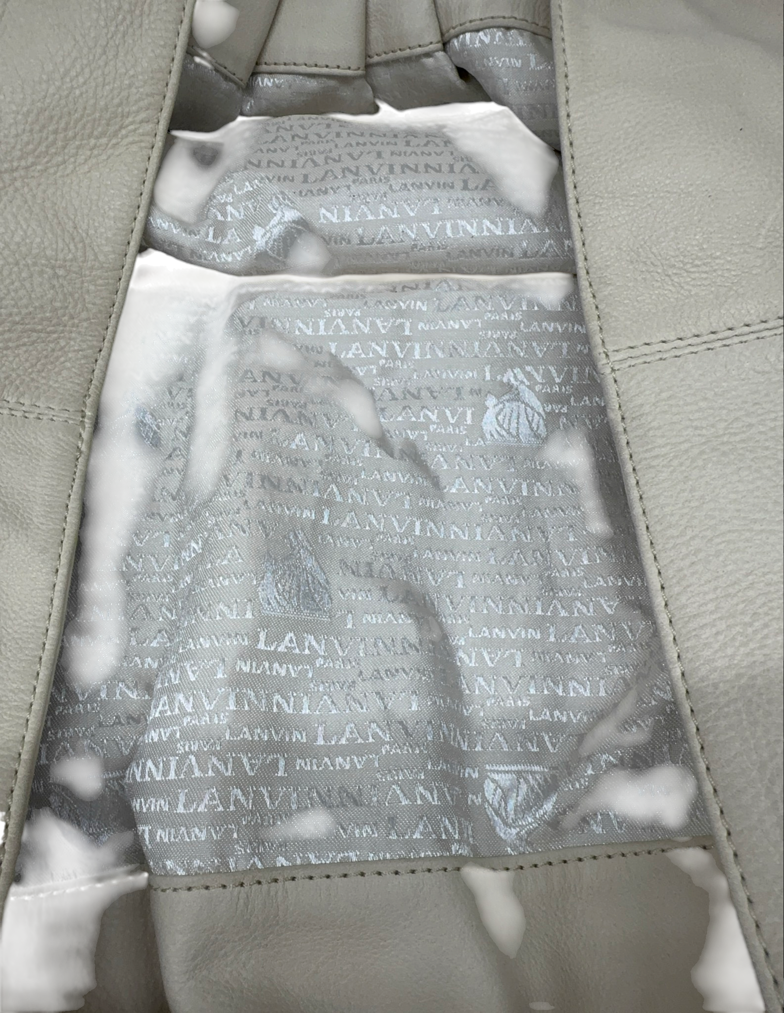 Lanvin Off-White Pebbled Leather Hobo Bag