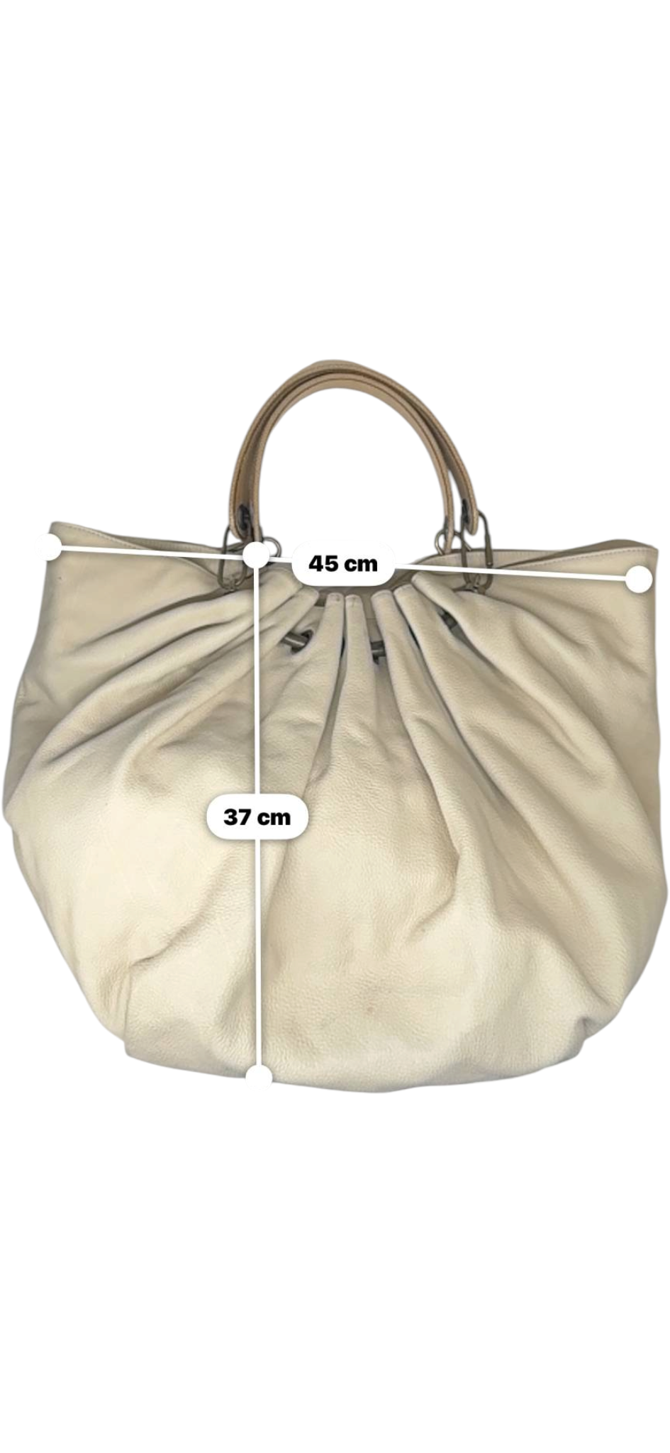 Lanvin Off-White Pebbled Leather Hobo Bag