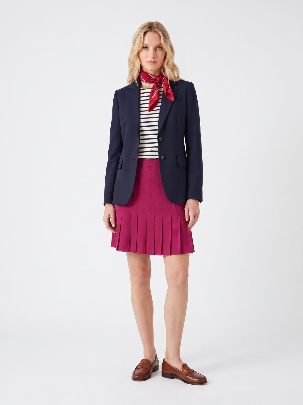 Yves Saint Laurent Magenta Pleated Skirt — M