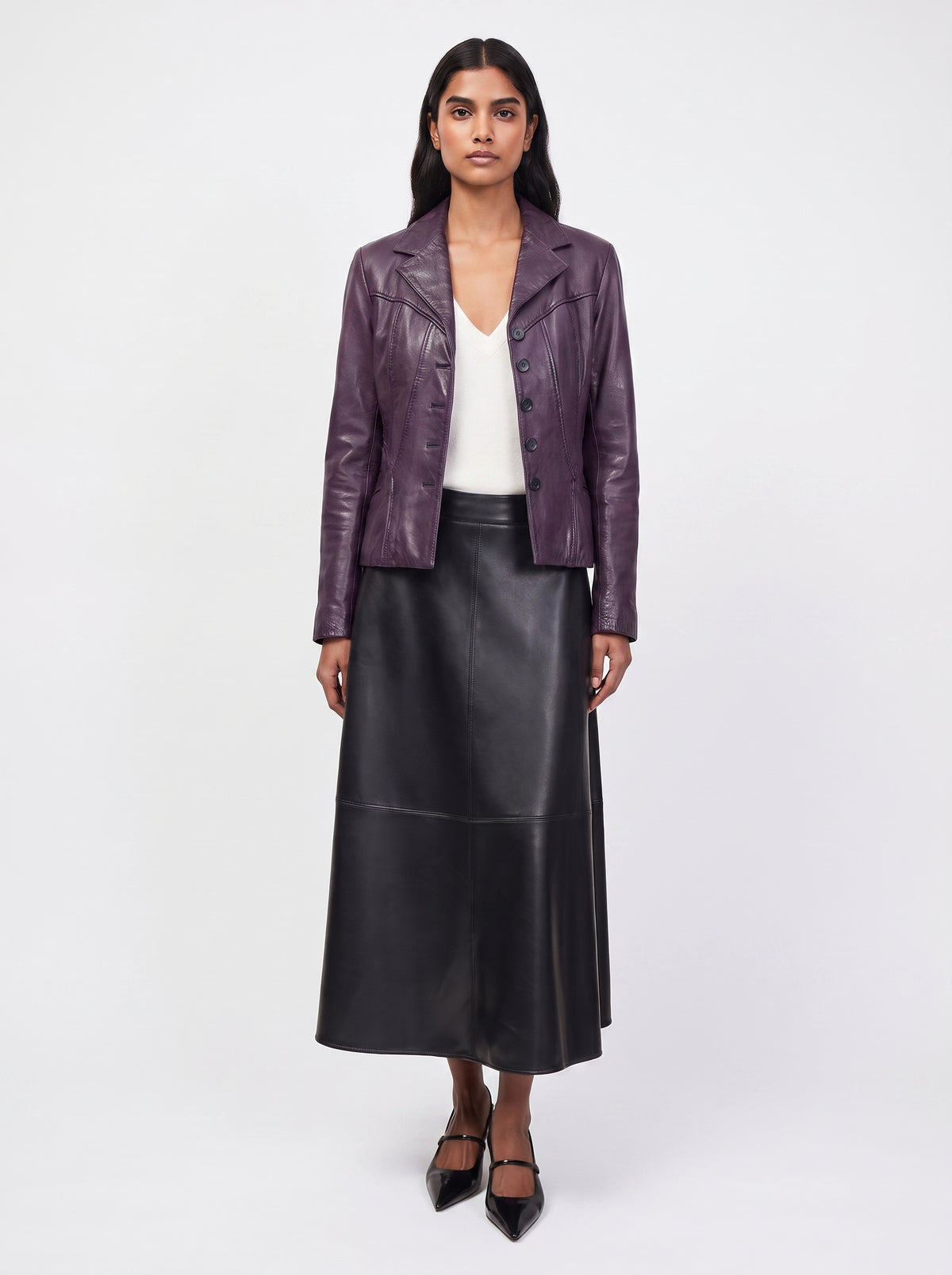 Hervé Léger Aubergine Lambskin Blazer — S