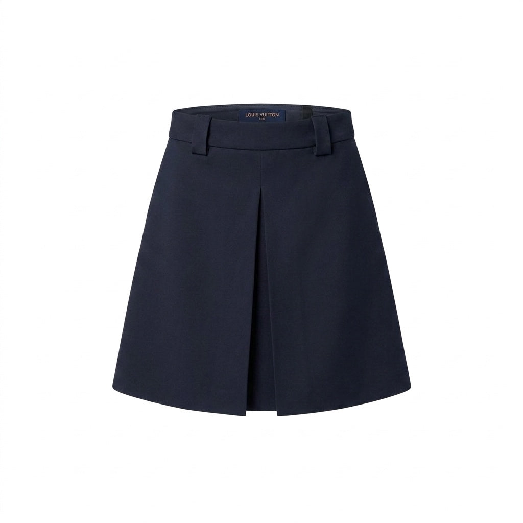 Louis Vuitton Navy Pleated Skirt — 36