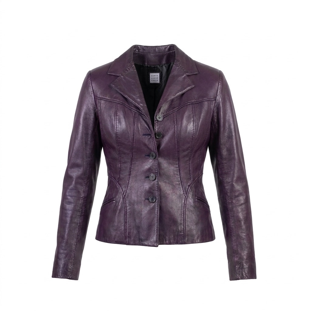 Hervé Léger Aubergine Lambskin Blazer — S