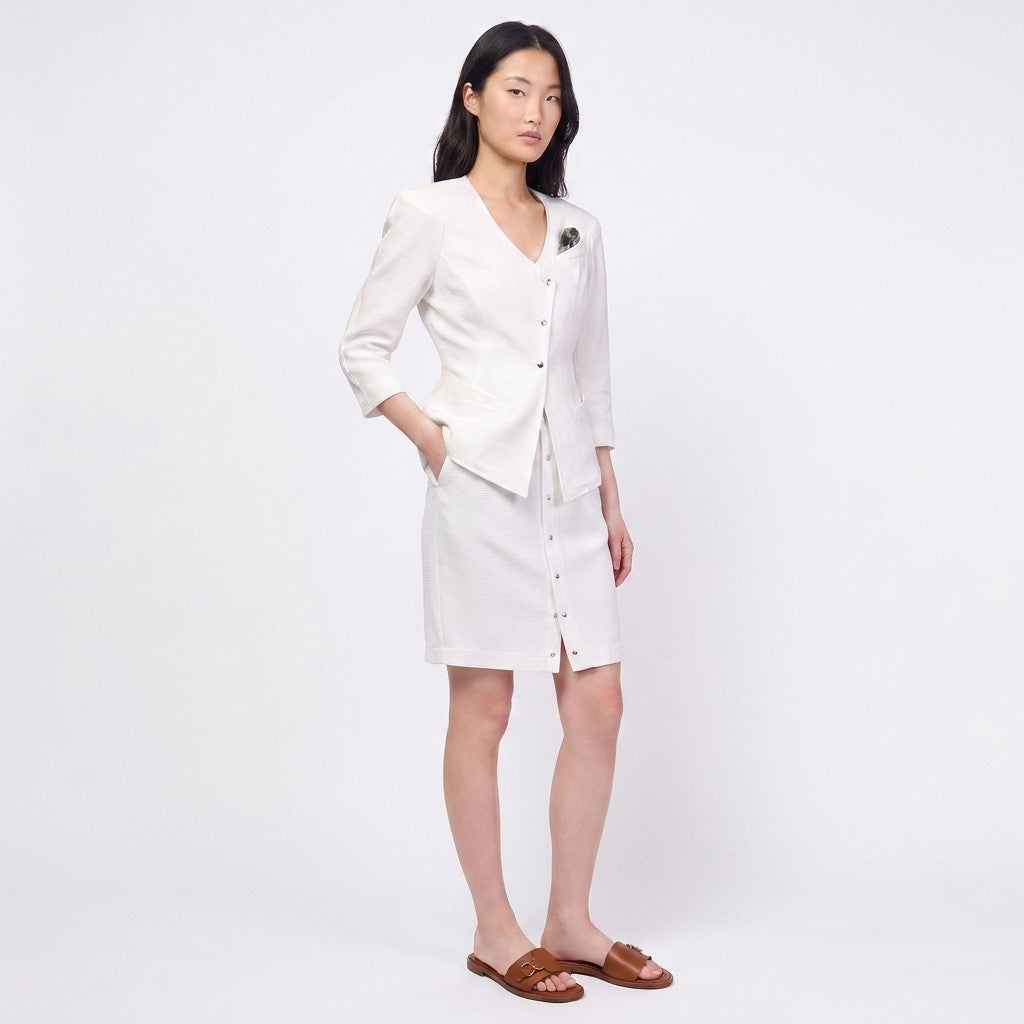 Thierry Mugler Off-White Skirt Suit — FR 36