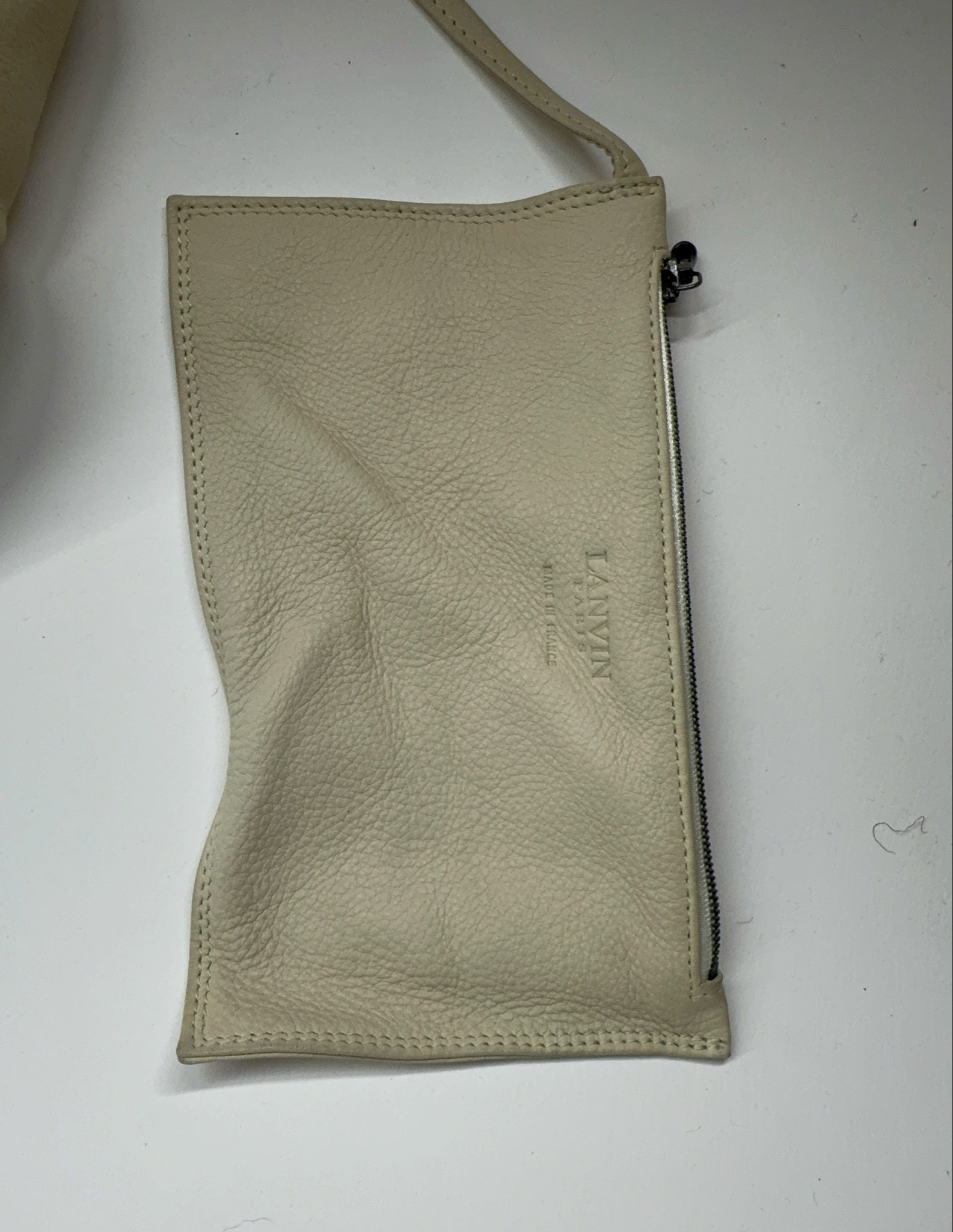 Lanvin Off-White Pebbled Leather Hobo Bag