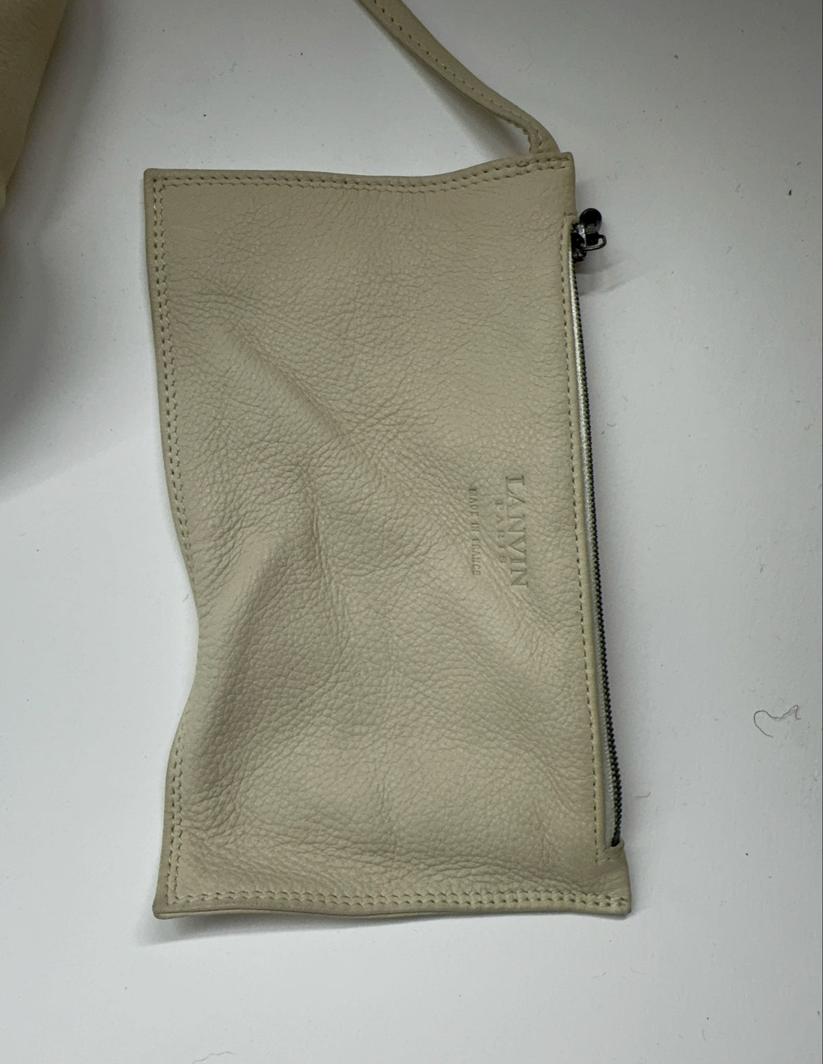 Lanvin Off-White Pebbled Leather Hobo Bag