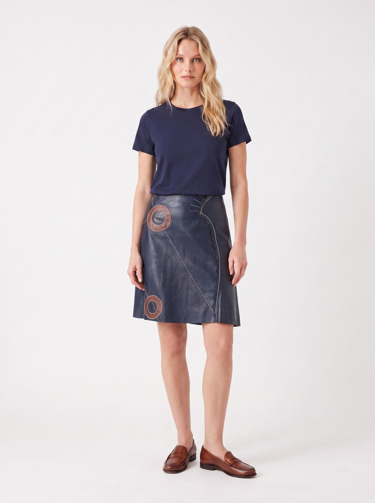 Kenzo Navy Leather Skirt — FR 38