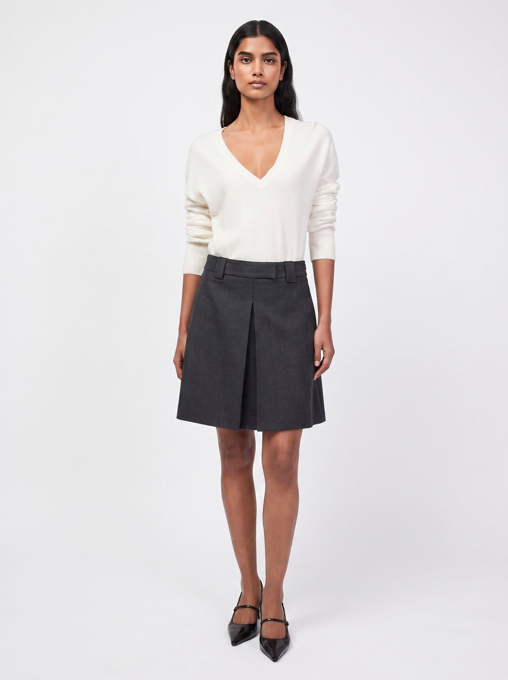 Louis Vuitton Navy Pleated Skirt — 36