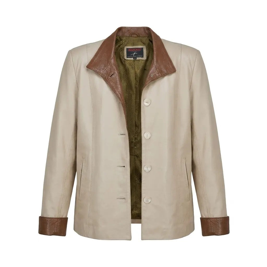 Imper Piel Off-White Leather Jacket — Size 44
