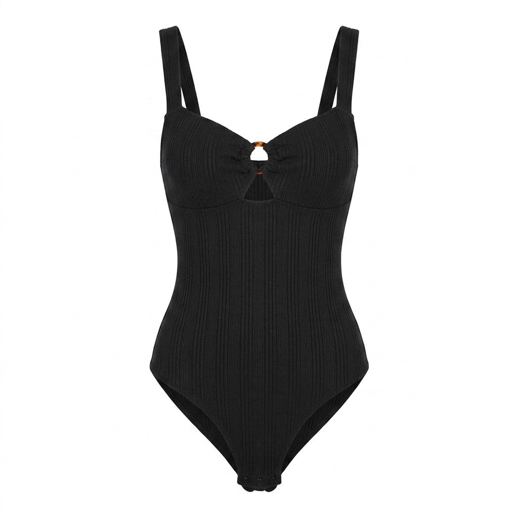 Ysé Black Cotton Bodysuit — FR 34