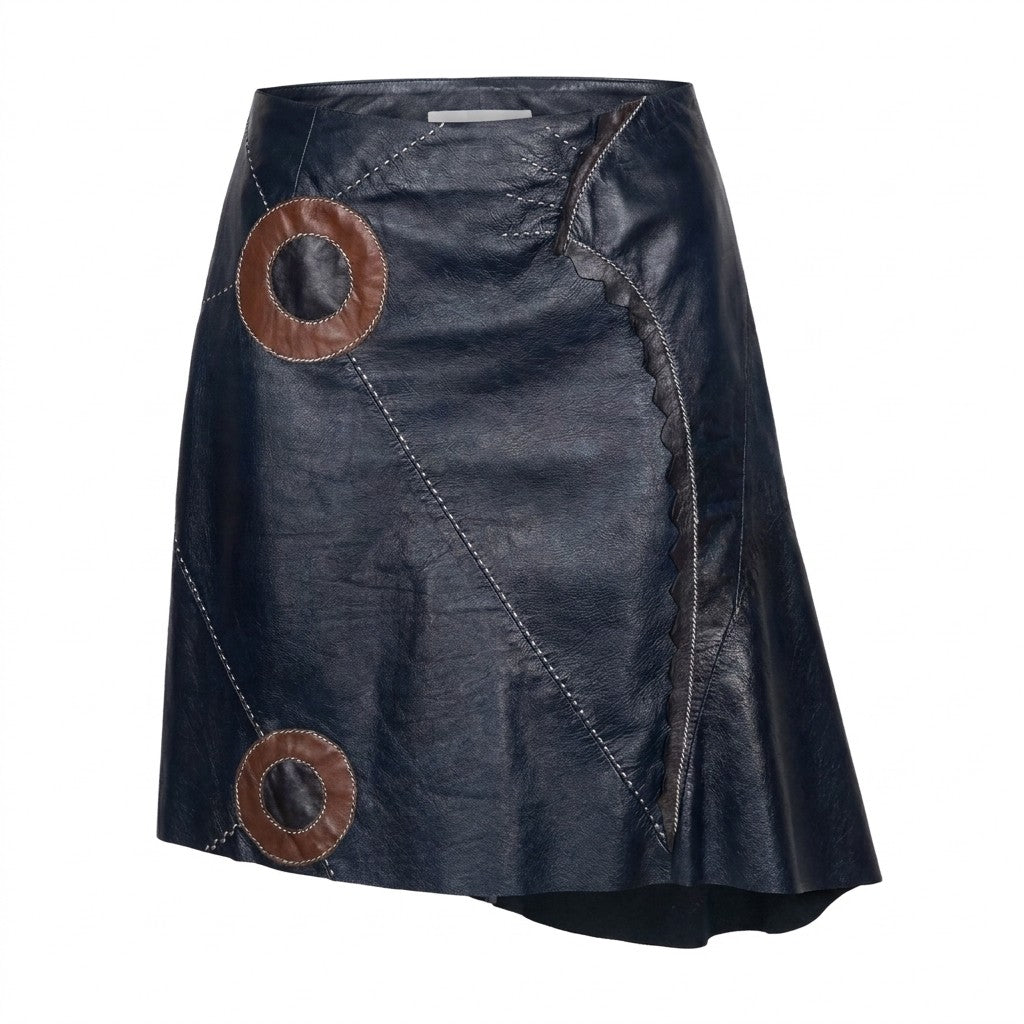 Kenzo Navy Leather Skirt — FR 38