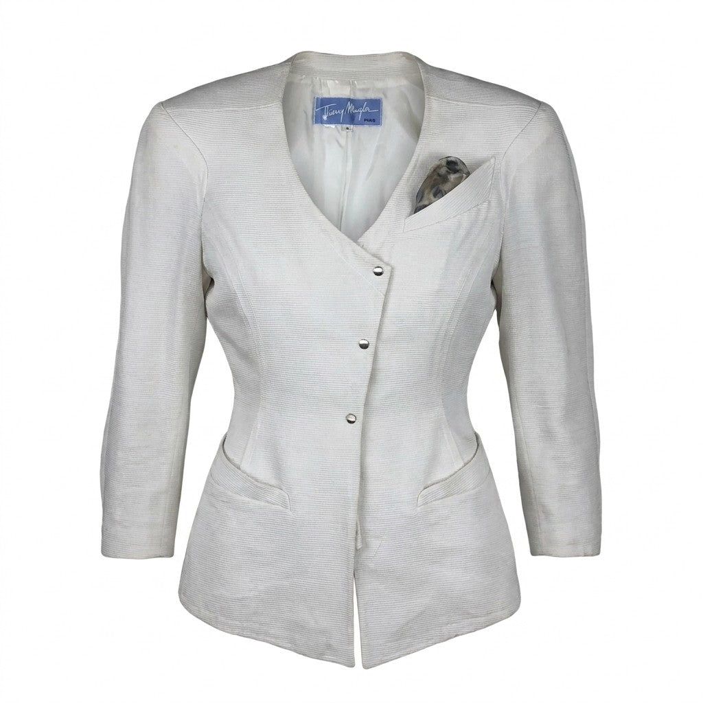 Thierry Mugler Off-White Skirt Suit — FR 36