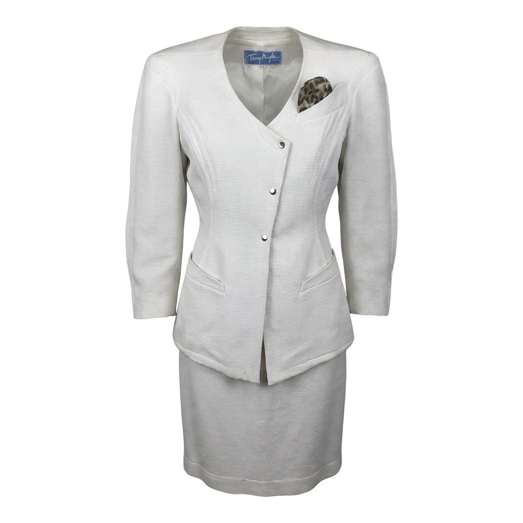 Thierry Mugler Off-White Skirt Suit — FR 36