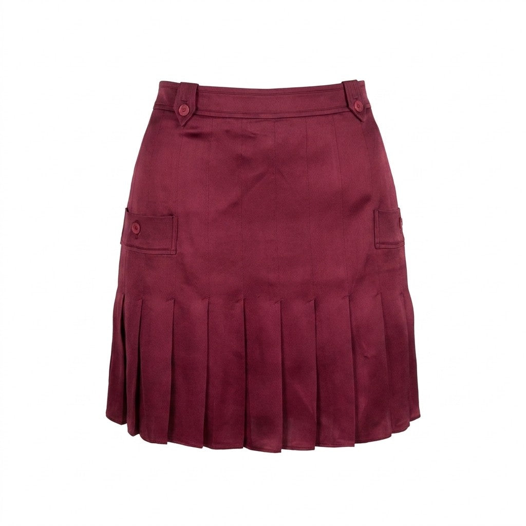 Yves Saint Laurent Magenta Pleated Skirt — M