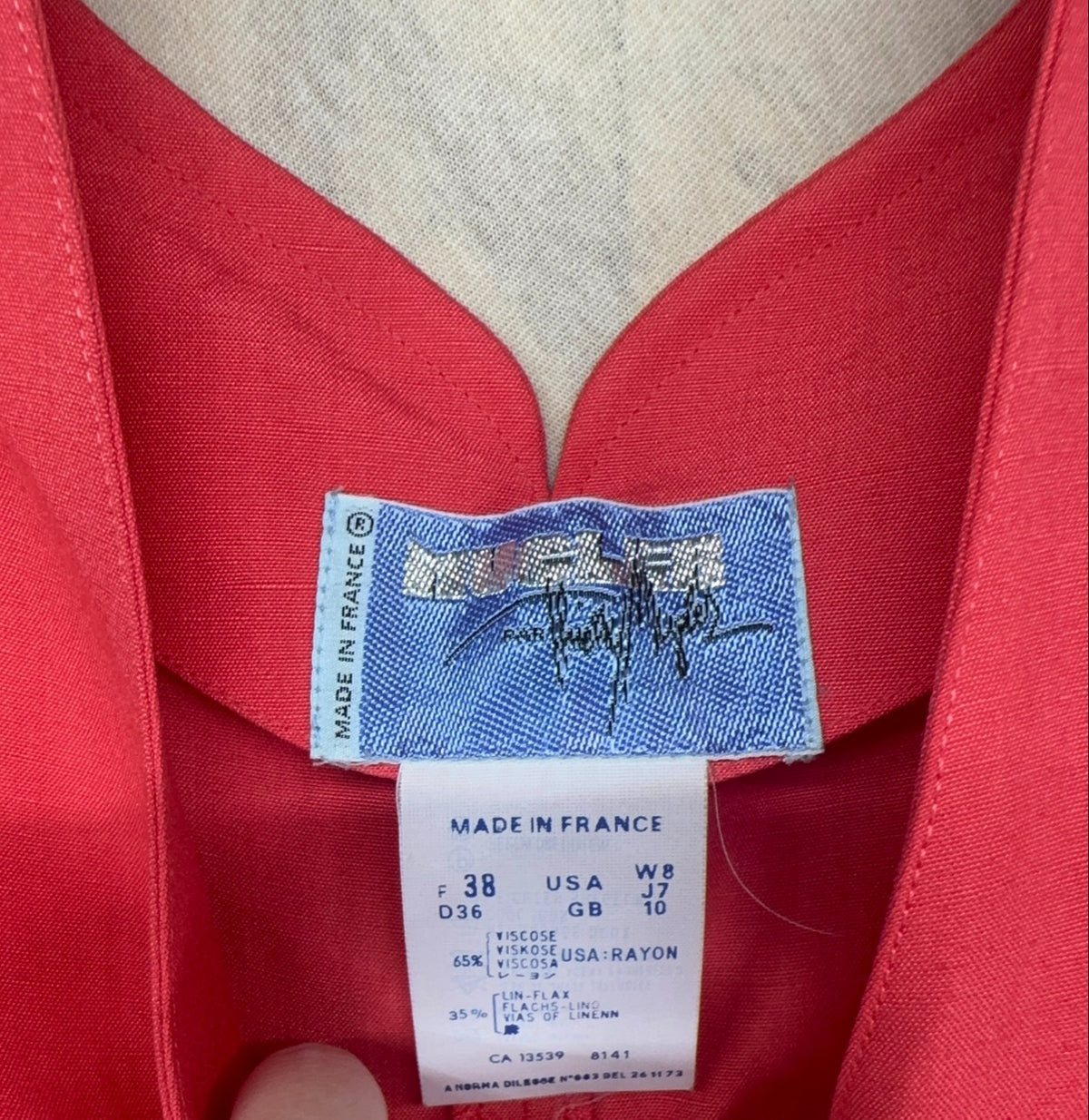 Thierry Mugler Coral Viscose Dress — FR 38